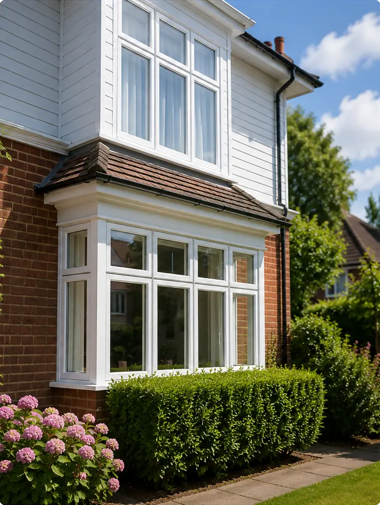 Clean residential bay windows after exterior window cleaning